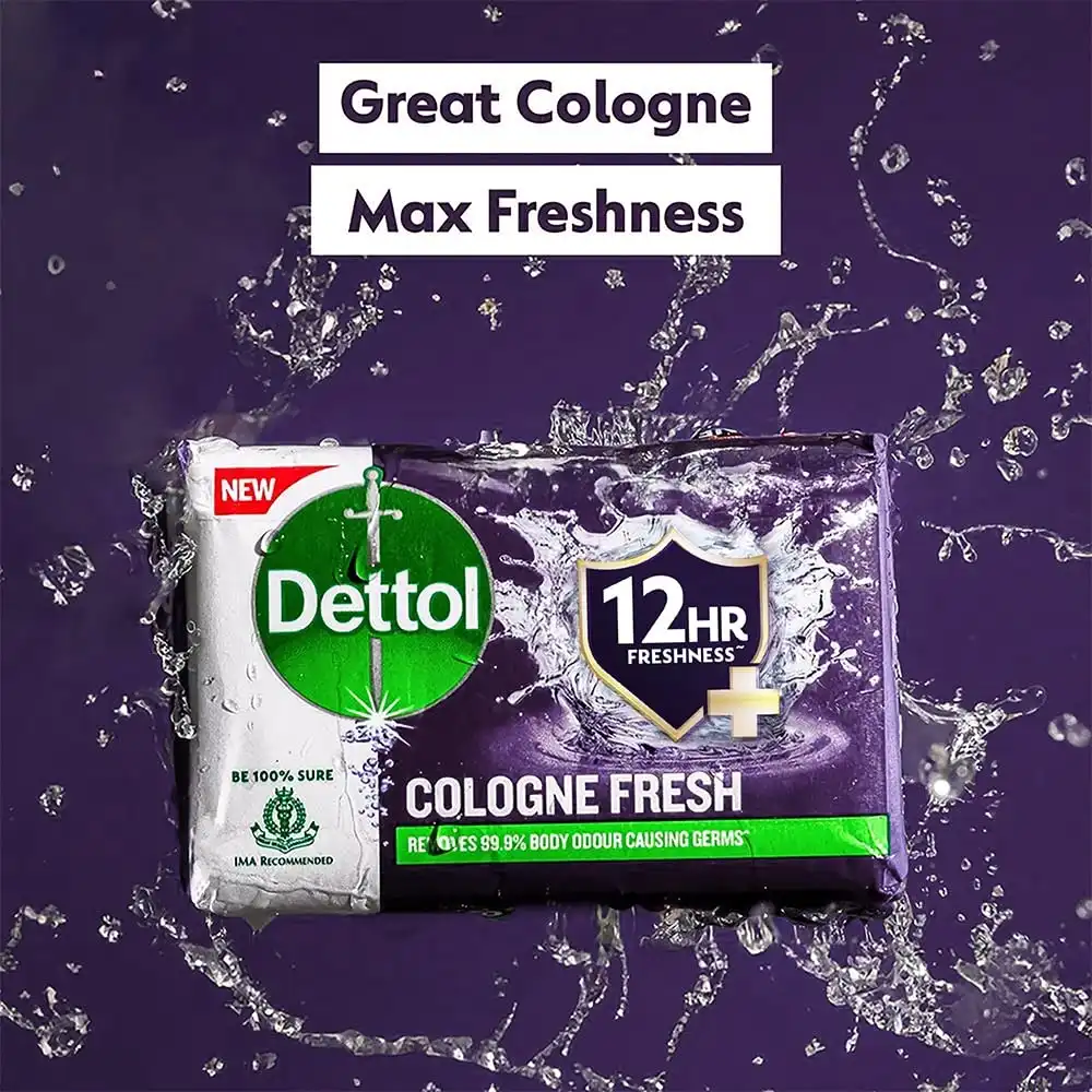 Dettol Cologne Fresh Bathing Soap Bar with 12hr Freshness 150g Pack of 4, (600gm) image 4