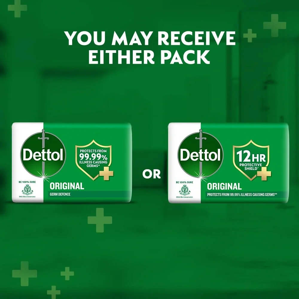 Dettol Original Bathing Soap Bar with 12 HR protective shield 500g,Buy 1 Get 1 Free (Pack of 5) image 2