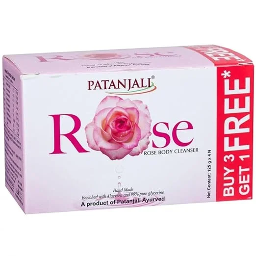 Patanjali Rose Body Cleanser Soap Bar,125gm,Buy 3 Get 1 Free                        image 2