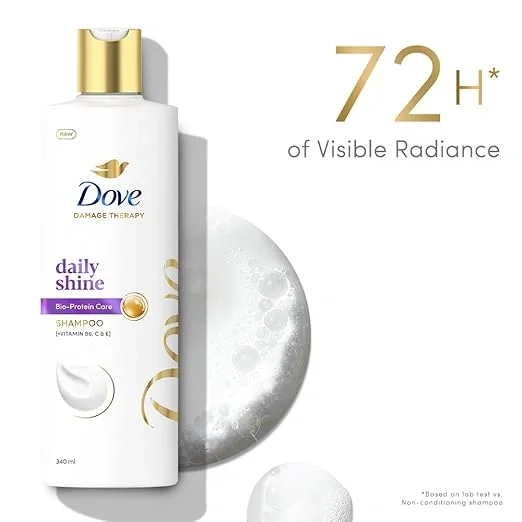 Dove Daily Shine Shampoo 340ml – For Dry and Damaged Hair: image 4