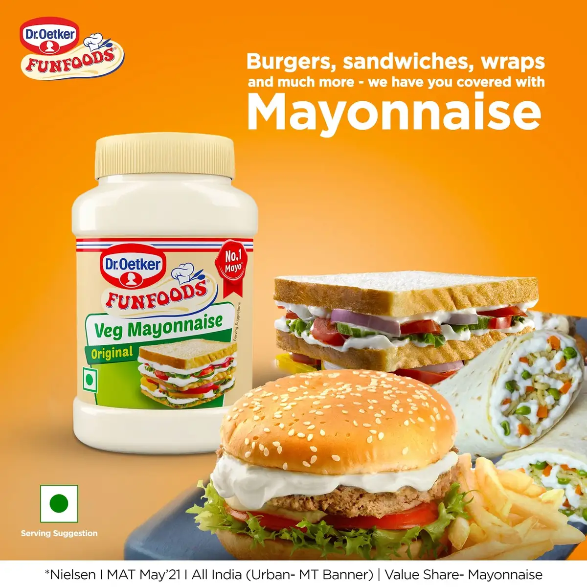 Dr. Oetker FunFoods Veg Mayonnaise Original, 250g | 100% Vegetarian image 3