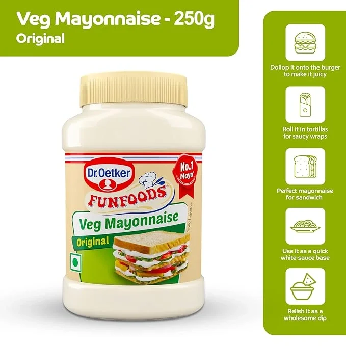 Dr. Oetker FunFoods Veg Mayonnaise Original, 250g | 100% Vegetarian image 5