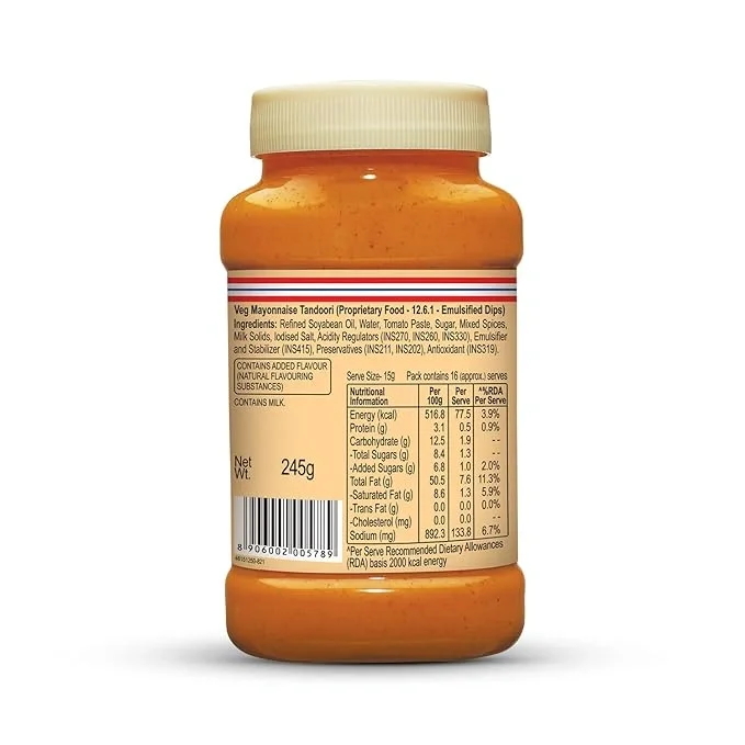 Dr. Oetker FunFoods Tandoori Masala Mayonnaise, 245g| Desi-Style Creamy & Spicy Mayo image 5