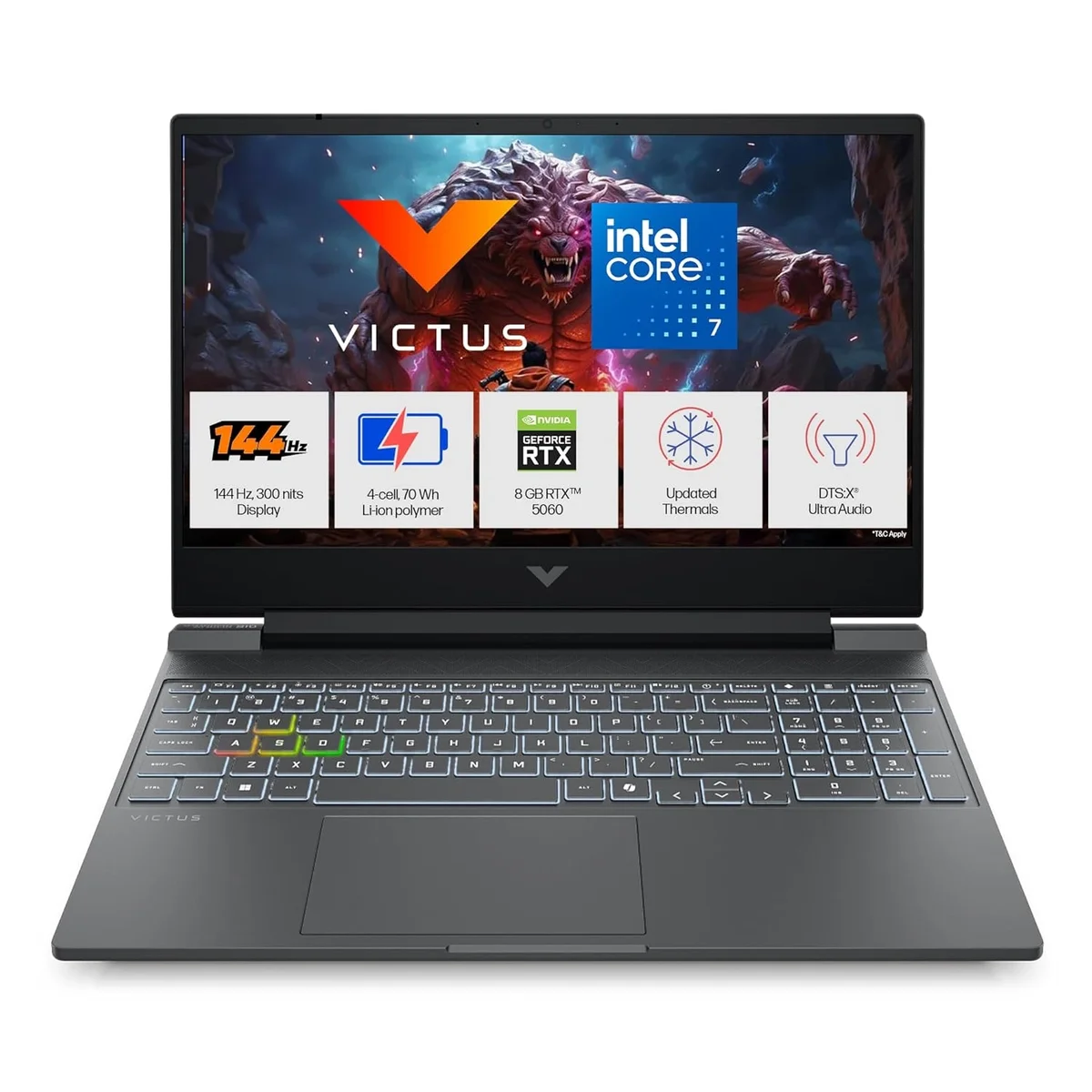 HP Victus, Intel Core 7 240H, RTX 5060 8GB, 24GB DDR5(Upgradeable), 1TB SSD, FHD, 144Hz, 300 nits, IPS, 15.6''/39.6cm, Win11, M365* Office24, Mica Silver, 2.29kg, fa2405TX, RGB Backlit, Gaming Laptop, 1 Year Warranty