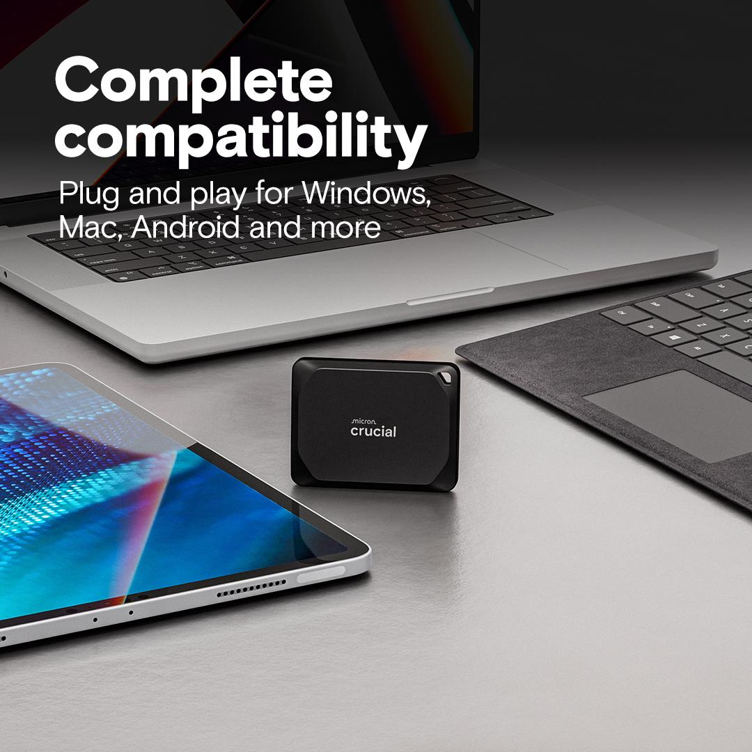 Crucial X10 Pro 2TB Portable SSD, Read and Write speeds up to 2100/2000MB/s IP55 Water and Dust resistance, 7.5 feet/2 meters Drop Protection, 5 Year Warranty thumbnail 4
