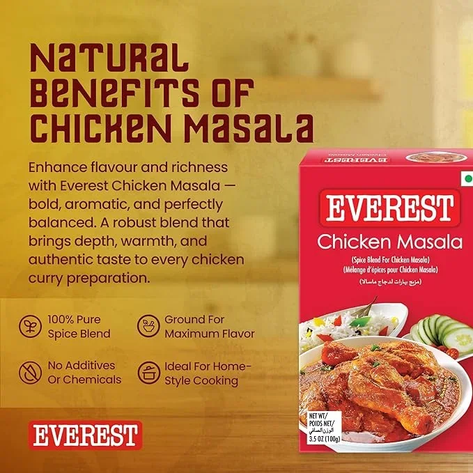  Everest Chicken Masala - 100g | Aromatic Spice Blend for Chicken Curry, Gravy & Indian Cooking | Balanced Flavourful Chicken Masala Powder image 2