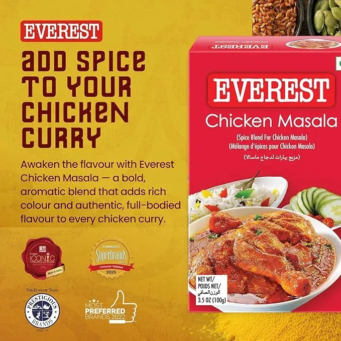  Everest Chicken Masala - 100g | Aromatic Spice Blend for Chicken Curry, Gravy & Indian Cooking | Balanced Flavourful Chicken Masala Powder image 3
