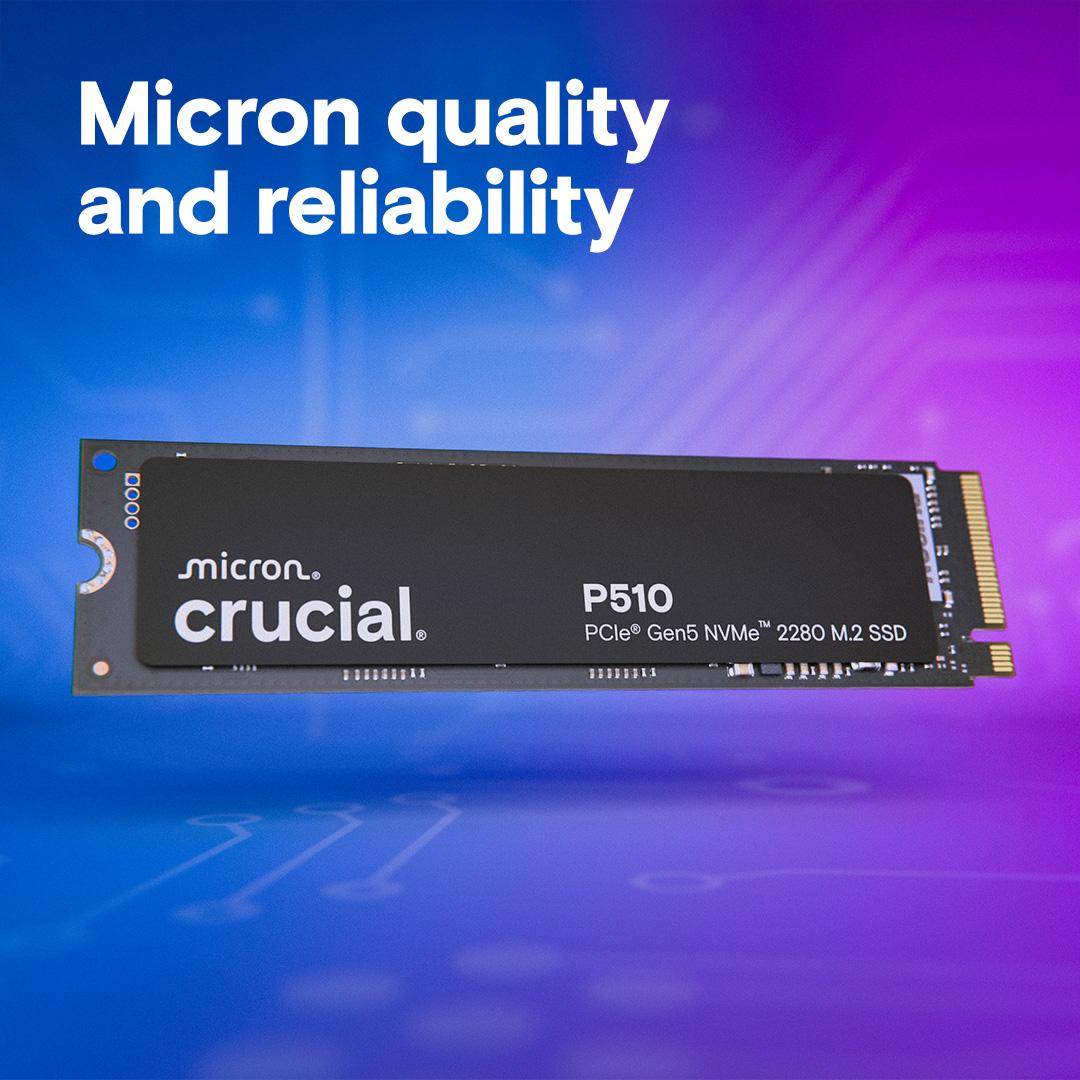 Crucial P510 2TB PCIe Gen5 NVMe 2280 M.2 SSD, Read and Write speeds up to 10000 & 8700 MBps, 5 Year Warranty thumbnail 5