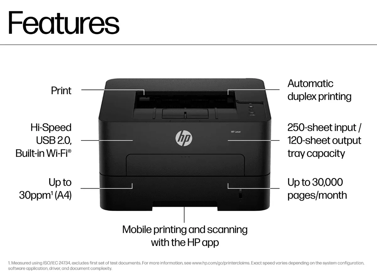 HP LaserJet Pro 303dw Wireless, USB, Monochrome Laser Printer with Auto Duplex image 2