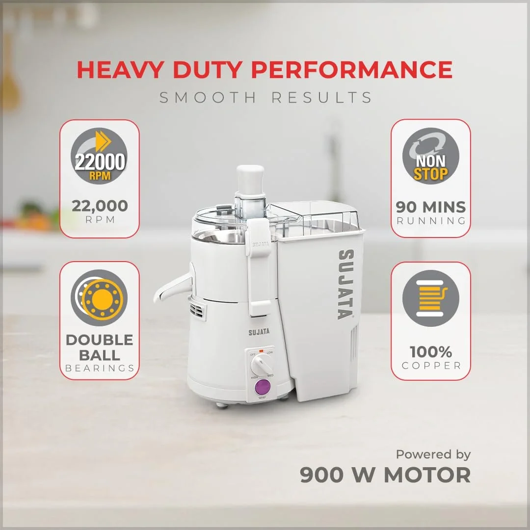 Sujata Powermatic Plus 900W Juicer Mixer Grinder with Double Ball Bearing Motor, 1 Year Warranty image 3