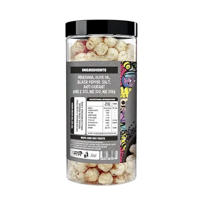 Yumgo Black Pepper Roasted Makhana, Crunchy Foxnuts, Lotus Seeds, 80gm image 8