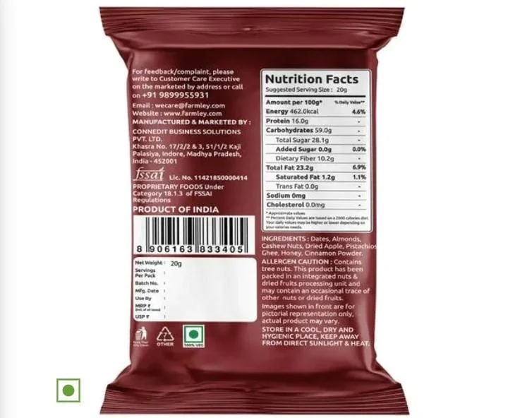  Apple Pie Date Bite Farmley - Single serve 20 g I Dates Barfi Made with Dates. image 3