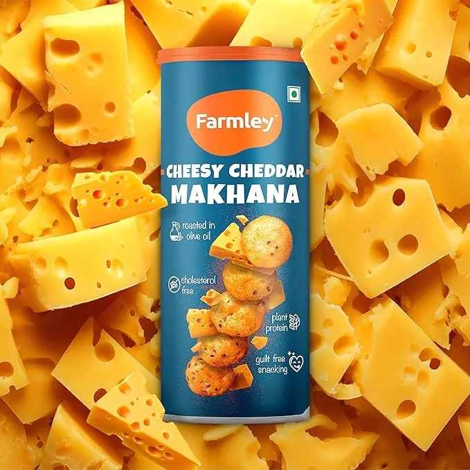 Farmley Roasted and Flavoured Cheesy Cheddar Makhana, Namkeen Snacks & Puffed Snacks, 55gm image 7