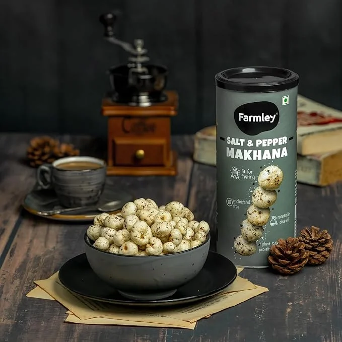 Farmley Salt & Pepper Roasted Makhana, Namkeen Snacks & Puffed Snacks 55g image 7