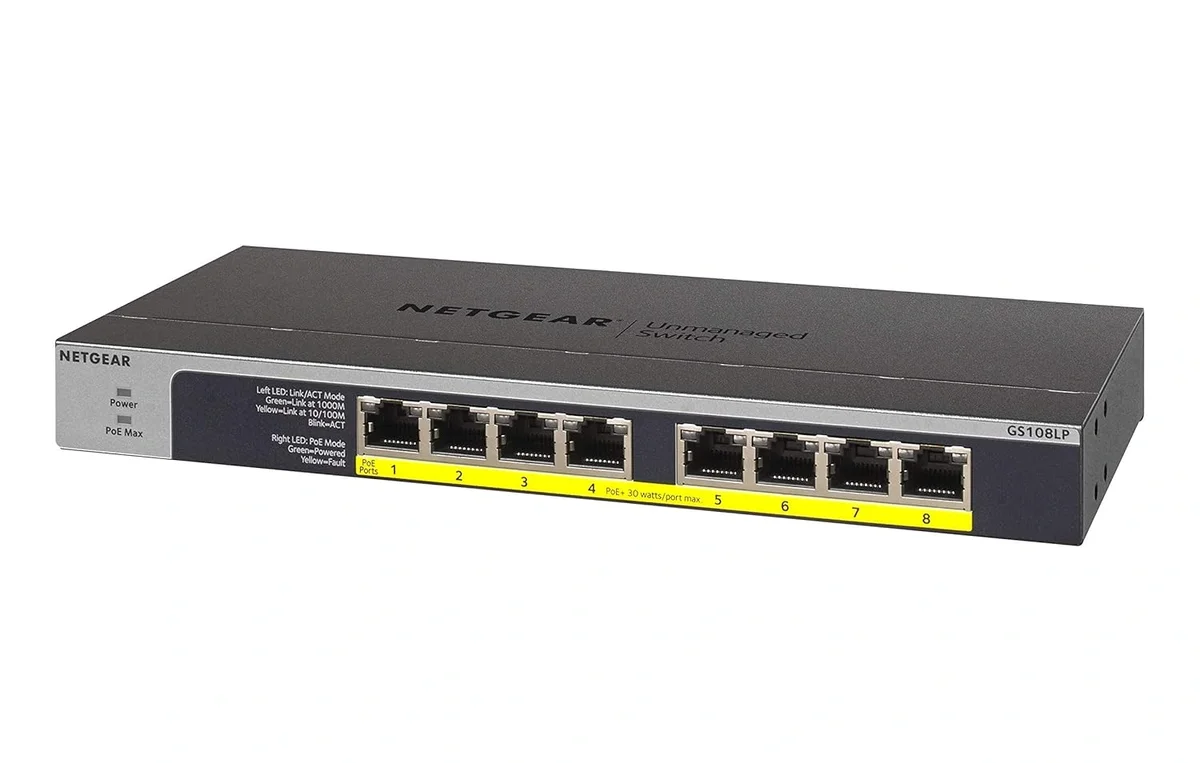 NETGEAR GS108LP 8-Port Gigabit PoE+ Ethernet Switch | Unmanaged Desktop & Wall Mount Network Switch image 4