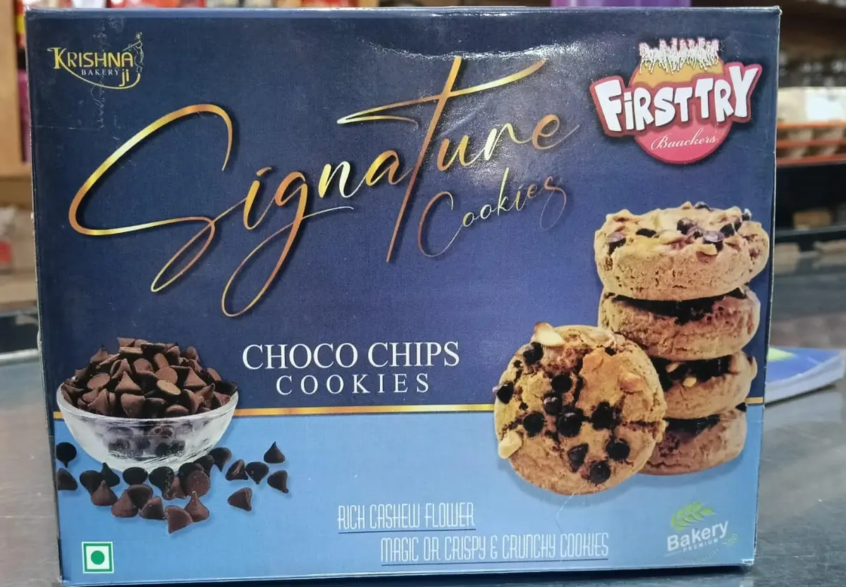 Firsttry Signature Choco Chips Cookies, rich cashew flour choco chip cookies, 200gm