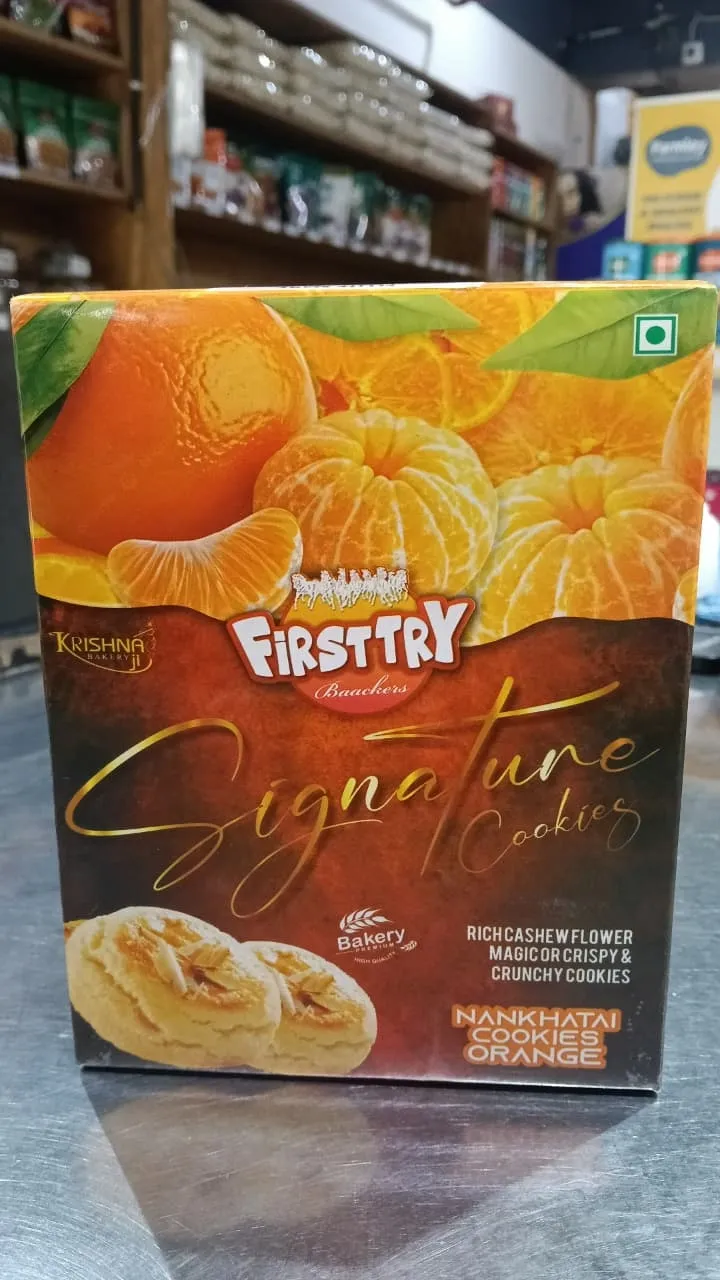 Firsttry Signatur Nankhatai Cookies Orange cashew flower cookies 200gm