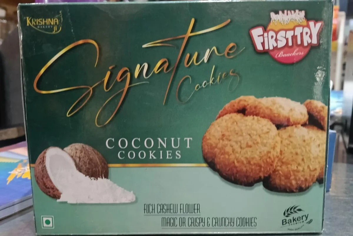 Firsttry Signature Coconut Cookies with cashew, flower, and choco chips, 200gm