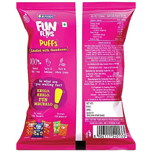   Fun Flips Curly Puffs Mocktail - Baked Crispy Yummy Tasty & Healthy Ready to Eat Snacks, 63g image 2