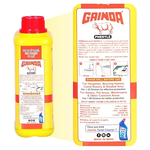  GAINDA Black Disinfectant Phenyl Liquid Streak-free 1Ltr image 3