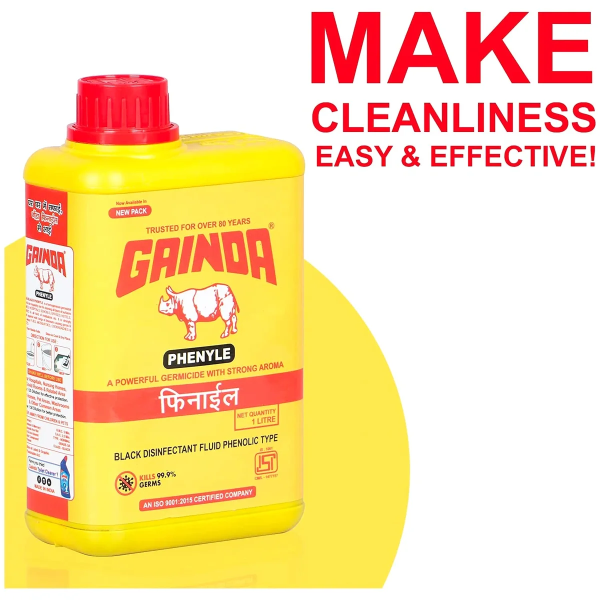  GAINDA Black Disinfectant Phenyl Liquid Streak-free 1Ltr image 5