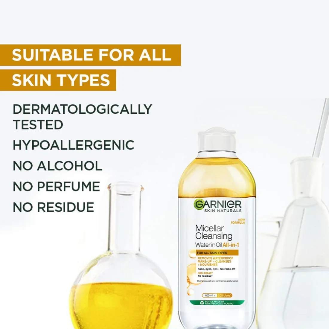 Garnier Skin Naturals, Cleansing Water for Waterproof Makeup, 125ml image 4