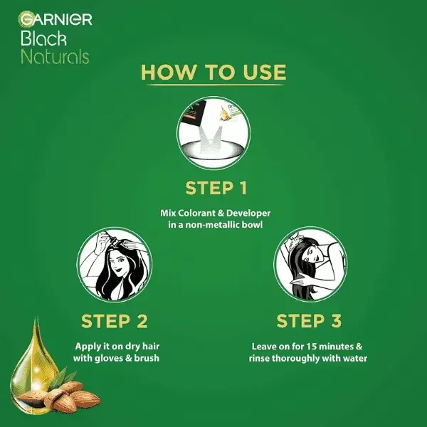 Garnier Black Naturals Crème Hair Colour, 20g+20ml - 4.0 Natural Brown image 5