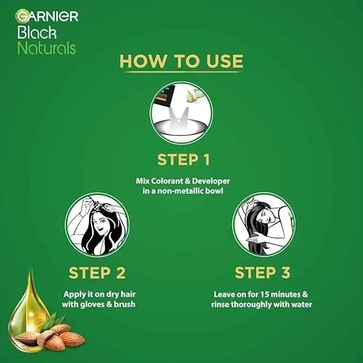 GARNIER BLACK NATURAL BROWN BLACK- 3.0 HAIR COLOR 20ml+20g image 5