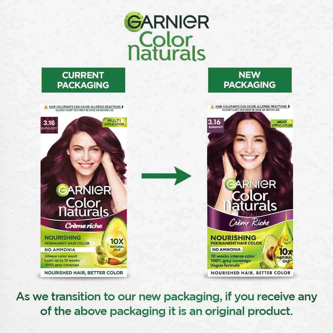 Garnier, Hair Colouring Creme, Long-lasting Colour, Smoothness & Shine, Color Naturals, Shade: 3.16 Burgundy, 70ml + 60g image 9