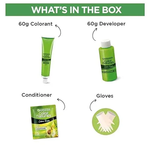 Garnier Color Naturals Crème hair color, Shade 1 Natural Black, 70ml + 60g image 3