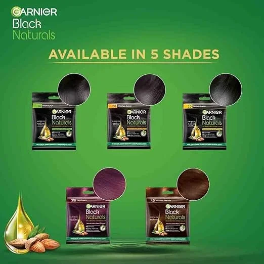 Garnier, Hair Colouring Crème, 100% Grey Coverage, Softening and Increased Shine, Black Naturals, 1.0 Deep Black, 20g + 20ml image 3