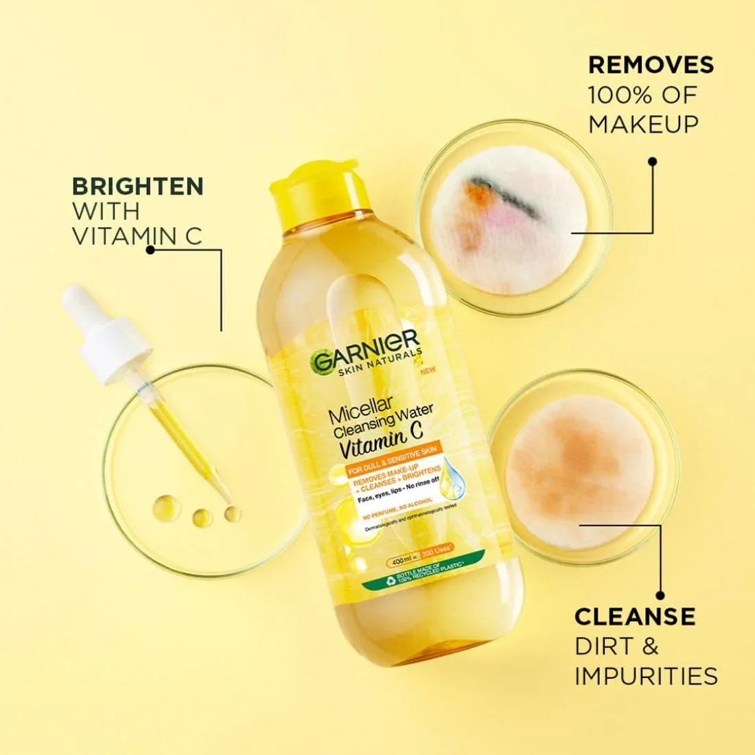 Garnier Vitamin C Micellar Cleansing Water For Dull Skin | Make-Up Remover & Cleanser, 125ml image 8