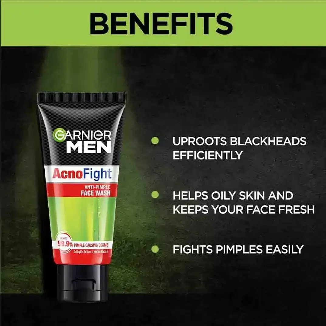 Buy Garnier Men Acno Fight Facewash 100gm for Anti-Pimple Deep Clean image 6