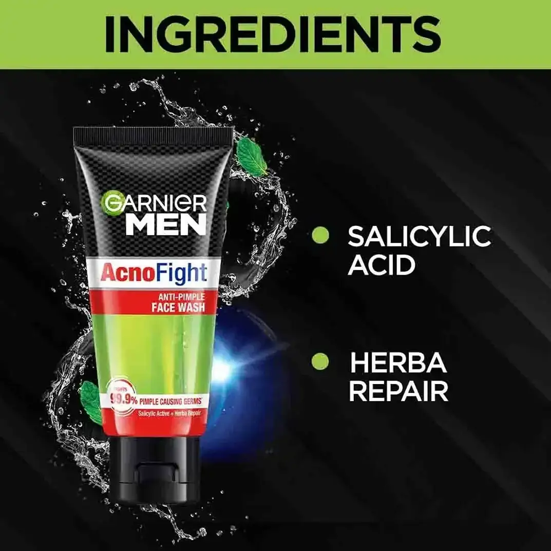 Buy Garnier Men Acno Fight Facewash 100gm for Anti-Pimple Deep Clean image 7
