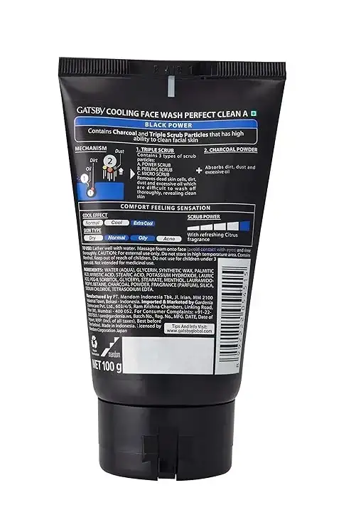 Gatsby Cooling Face Wash Black Power, 100gm, Deep Cleansing & Instant Cooling Effect image 2