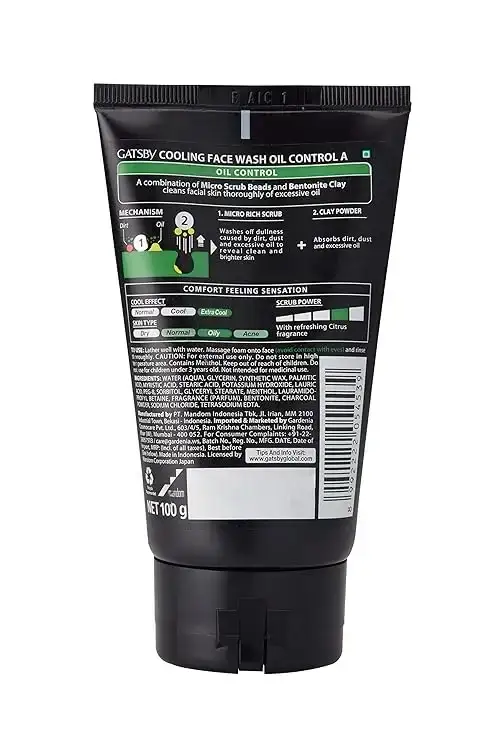 GATSBY Cooling Face Wash 100gm, Oil Control & Deep Clean image 2