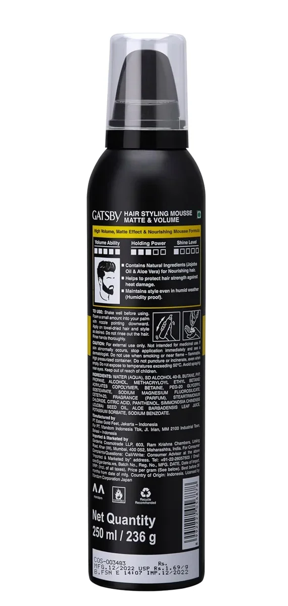 Gatsby Hair Styling Mousse - Matte & Volume, 250ml image 3