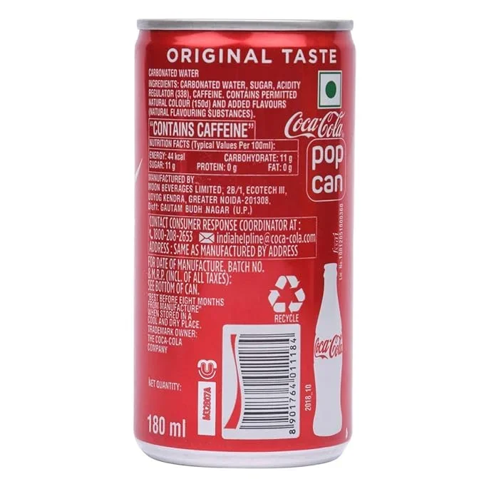 Coca-Cola No Artificial Flavors Cola | 180ml Can – Refreshing Soft Drink image 4