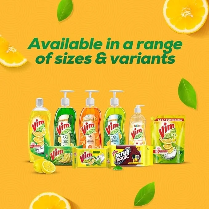 Vim Dishwash Liquid Gel Lemon, With Lemon Fragrance, 750ml image 2