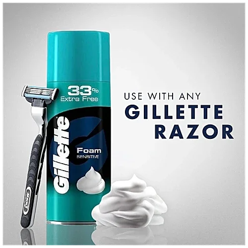 Gillette Classic Sensitive Shaving Foam - 418 g (33% extra) image 2