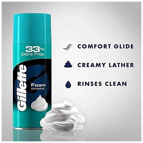 Gillette Classic Sensitive Shaving Foam - 418 g (33% extra) image 7