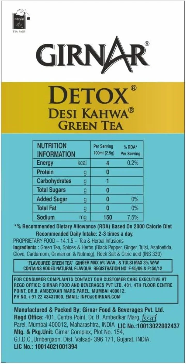 Girnar Desi Kahwa Detox Green Tea | 36 Tea Bags × 2.5g | Immunity & Wellness image 4