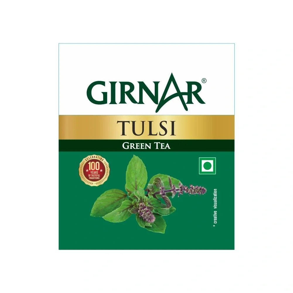 Girnar Green Tea with Tulsi (Holy Basil) – 25 Tea Bags for Daily Wellness image 2