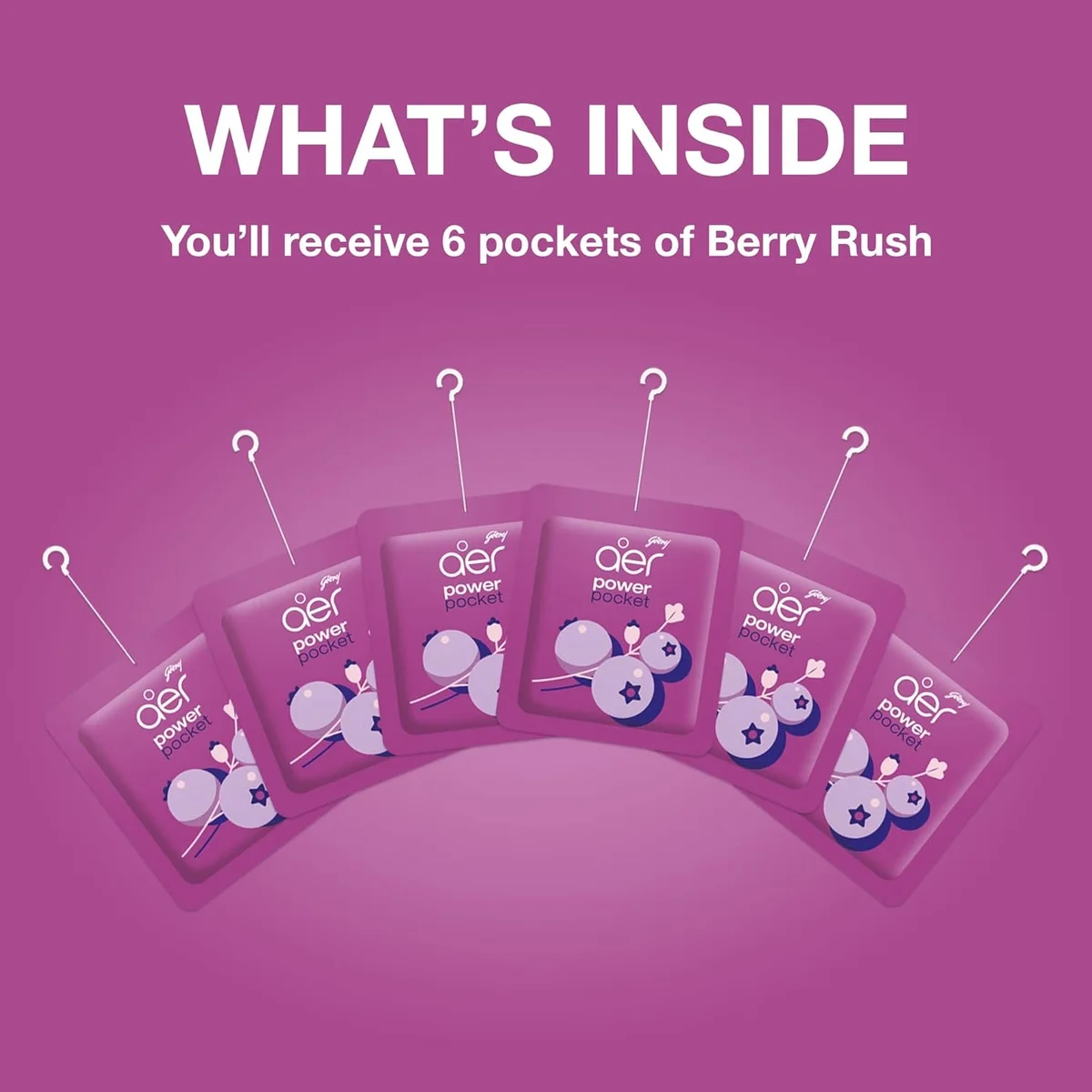 Godrej Aer Power Pocket Bathroom Fragrance – Berry Rush, 10g Air Freshener image 2