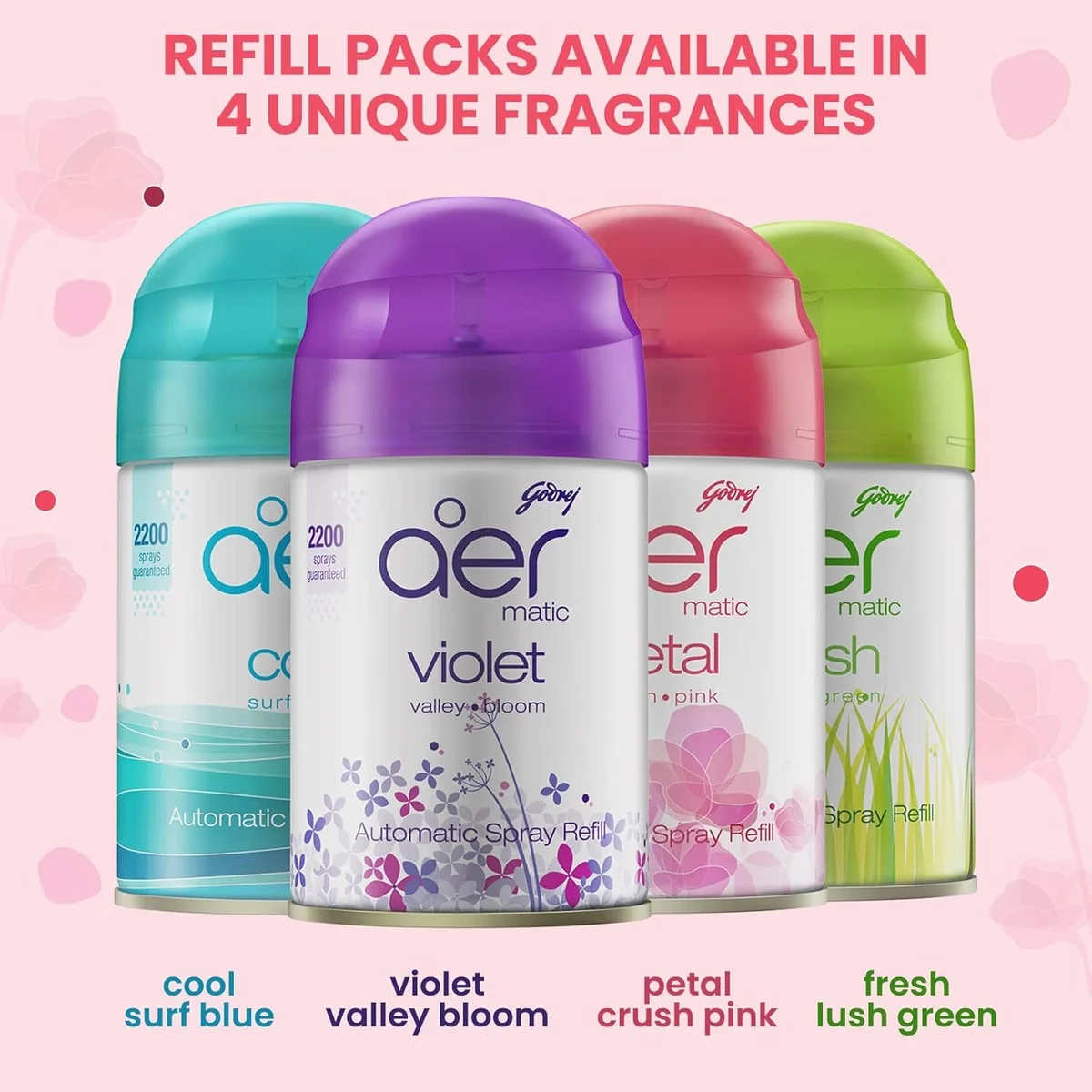  Godrej aer Matic Automatic Room Fresheners Refill Pack | Petal Crush Pink | 2200 Sprays Guaranteed | Lasts up to 60 days (210ml) image 6