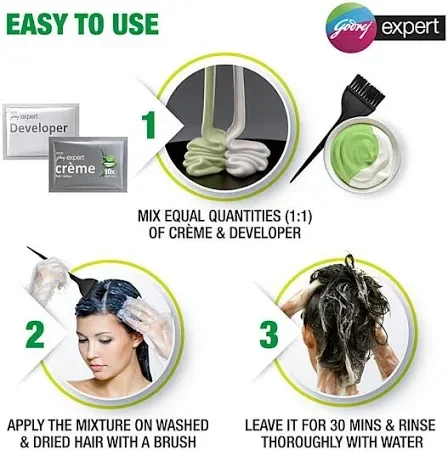 Godrej Expert Rich Creme Hair Colour - Natural Black, Long-Lasting, 100% Grey Coverage, No Ammonia, 24 ml  image 3