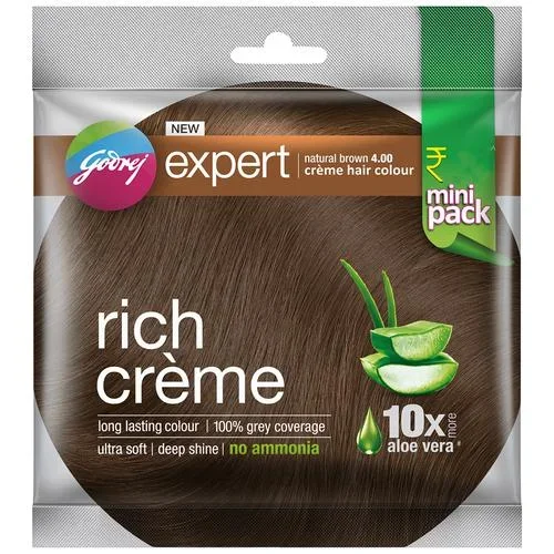 Godrej Expert Rich Creme Hair Colour - Shade 4 Natural Brown, 24ml