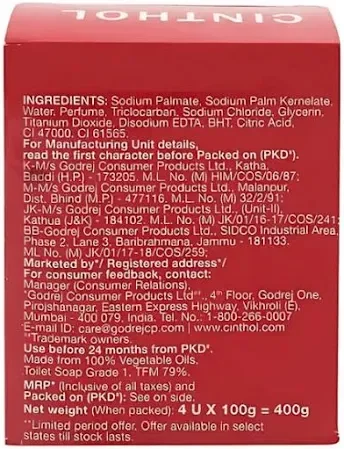 Cinthol Original Bath Soap, 100G (Pack Of 4) image 3