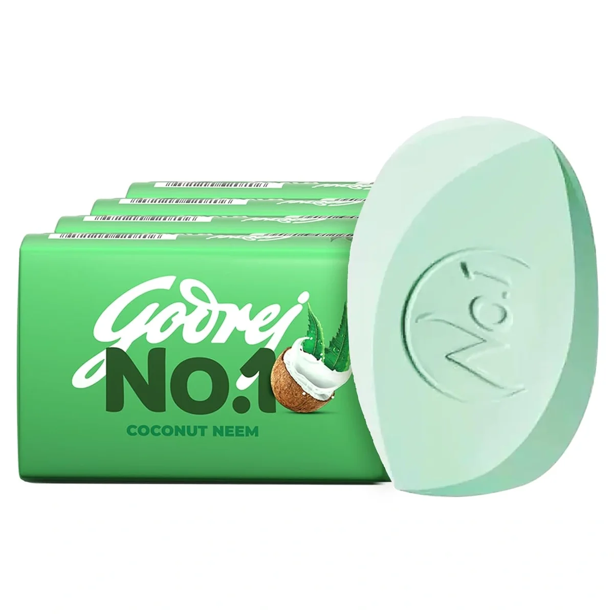 Godrej No.1 Coconut & Neem Bathing Soap, Buy 4 Get 1 Free, 500 g (Pack of 5)