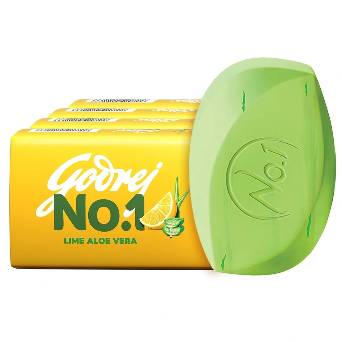 Godrej No.1 Lime & Aloe Vera Bathing Soap, Buy 4 Get 1 Free, 500 g (Pack of 5)